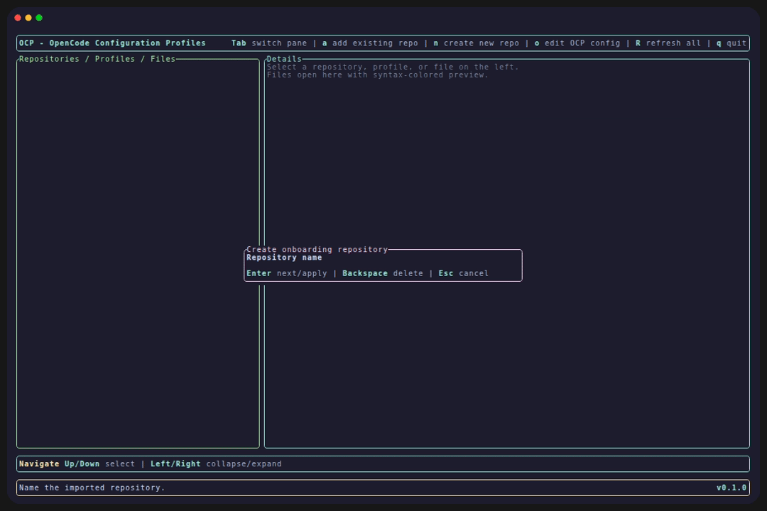 Animated demonstration of ocp interactive mode